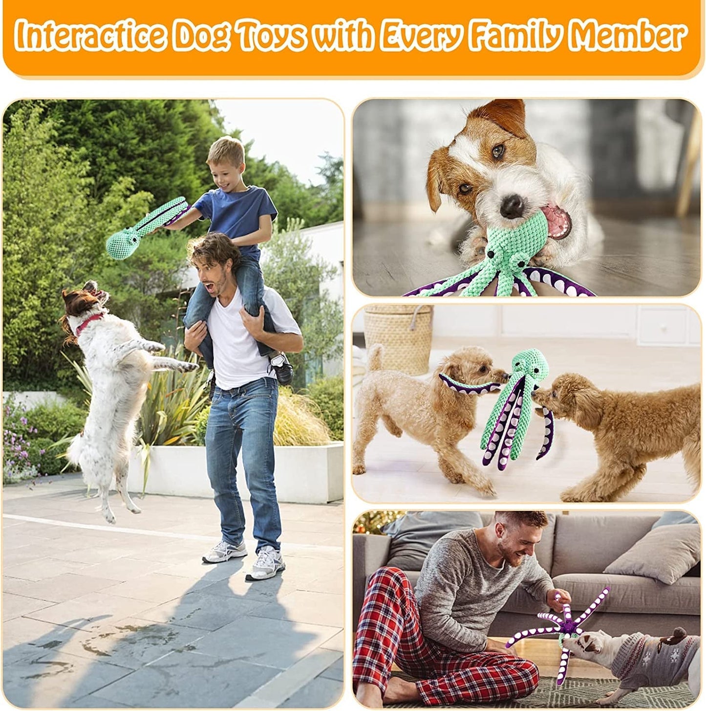 Large Squeaky Plush Dog Toy for Aggressive Chewers – Durable Soft Fabric Toy for Medium & Large Dogs – Chew, Tug, Fetch & Cuddle - Paw Fit Gears