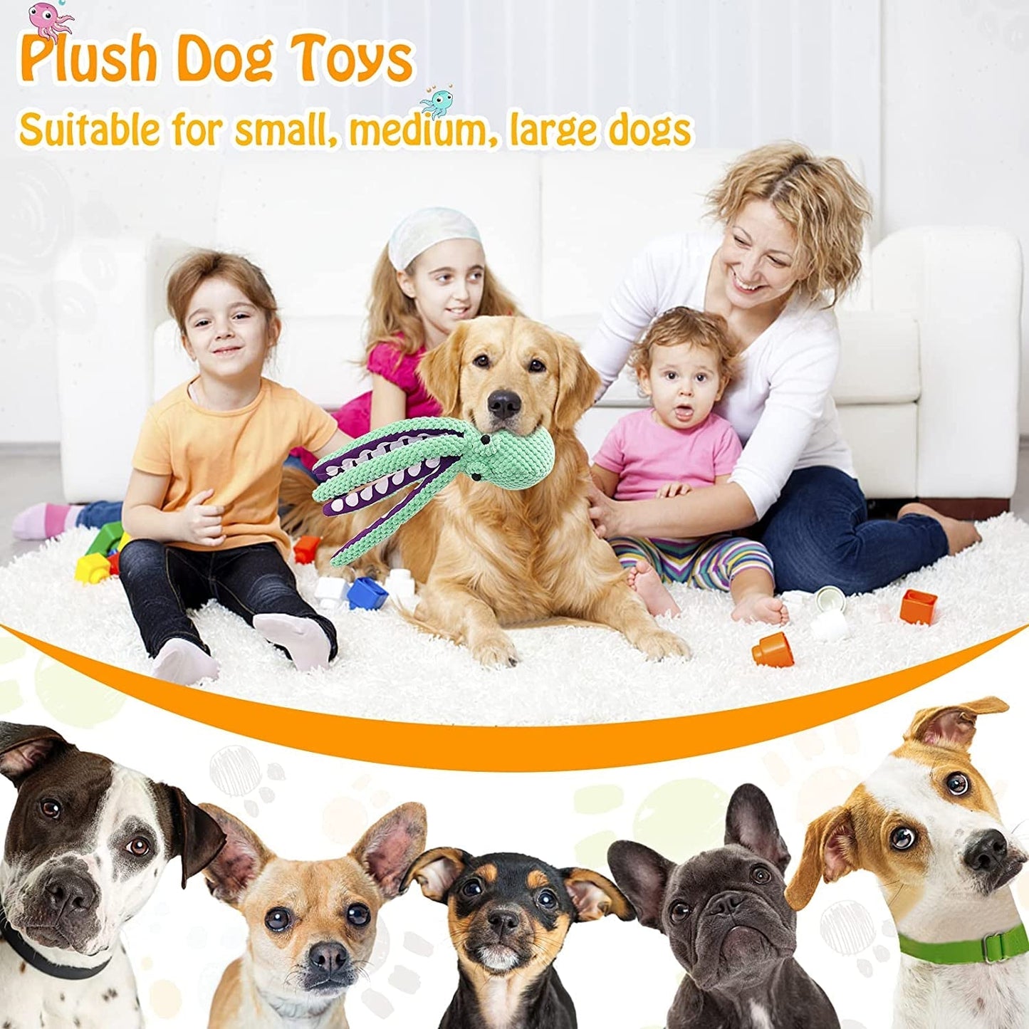 Large Squeaky Plush Dog Toy for Aggressive Chewers – Durable Soft Fabric Toy for Medium & Large Dogs – Chew, Tug, Fetch & Cuddle - Paw Fit Gears